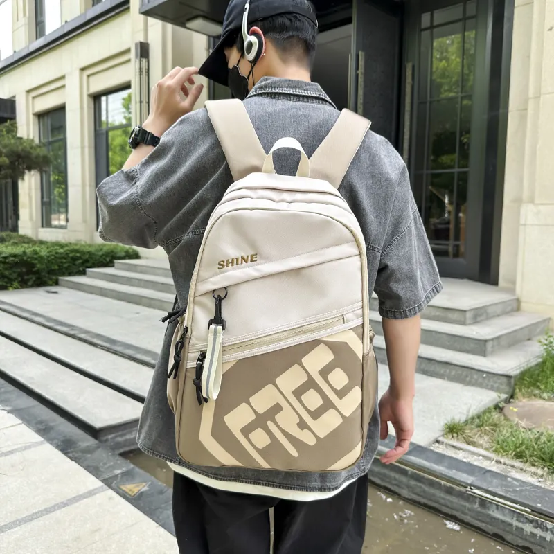 Deli Bear Nylon Backpack Regular Unisex Khaki/Gray/Green/Black/Blue/Light Gray-1
