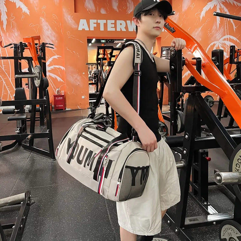 Deli Bear Nylon Gym Bag Unisex Black Khaki/Red/Pink-11
