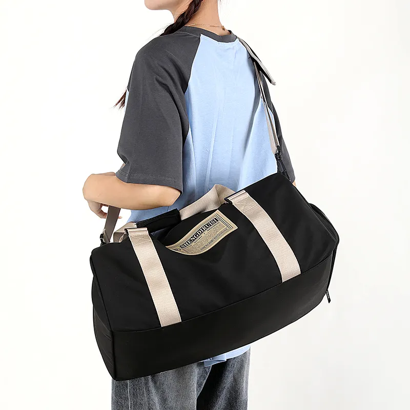 OUZIHUANG Nylon Travel Bag Unisex Black/Green/Pink Blue/Burgundy-2