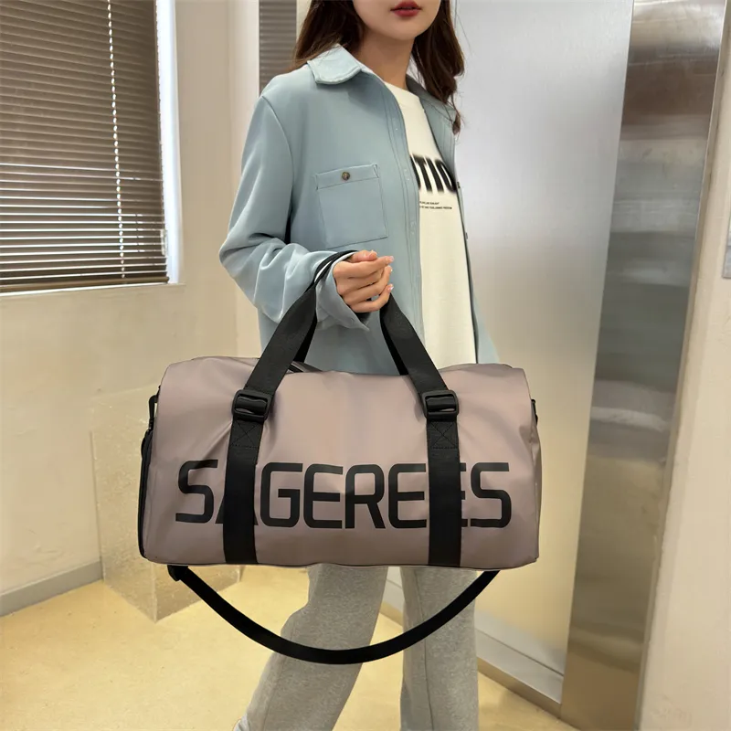 OUZIHUANG Nylon Travel Bag Unisex Pink/Silver/Green/Black-2