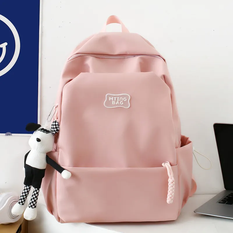 Deli Bear Nylon Backpack Regular Unisex White/Pink Blue/Black Yellow Green-7
