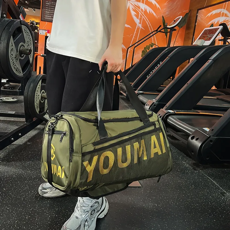 Deli Bear Nylon Gym Bag Large Size Unisex Black/Pink/Khaki/Purple/Army Green-16