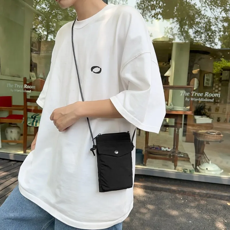 OUZIHUANG Nylon Cell Phone Pouch Unisex Black/Green/Brown/Ecru/Khaki-6