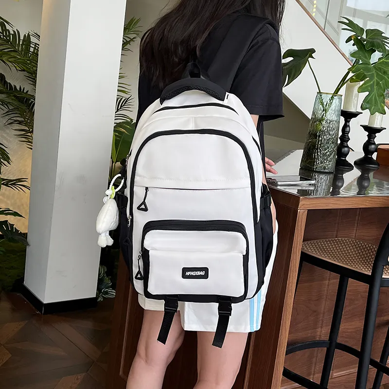 OUZIHUANG Nylon Backpack Women's Black/Burgundy/Purple/Pink/Blue-2