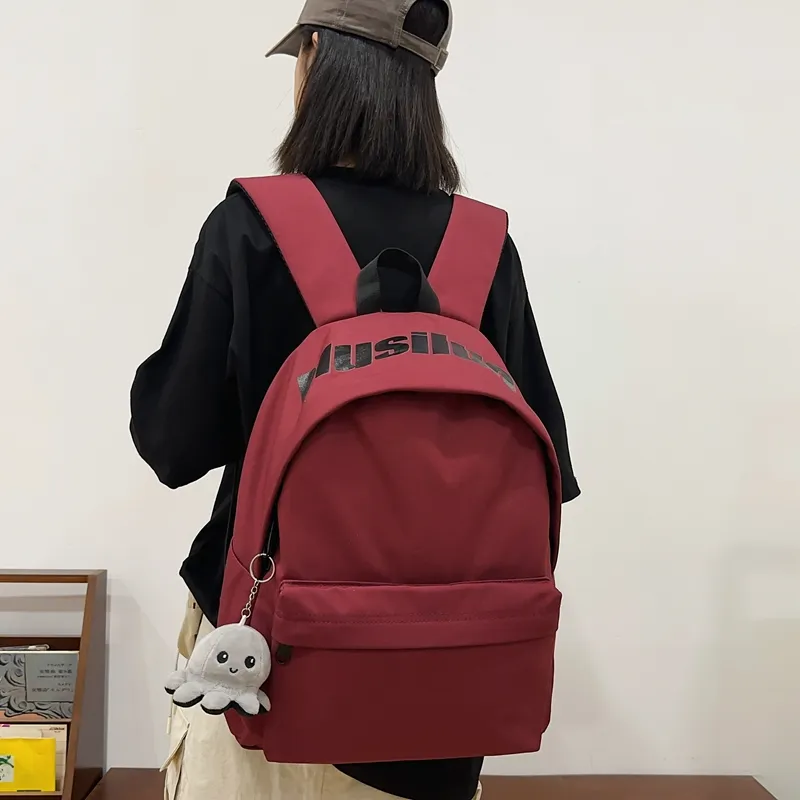 Deli Bear Nylon Backpack Unisex Black/White/Light Blue/Red/Yellow Brown-1