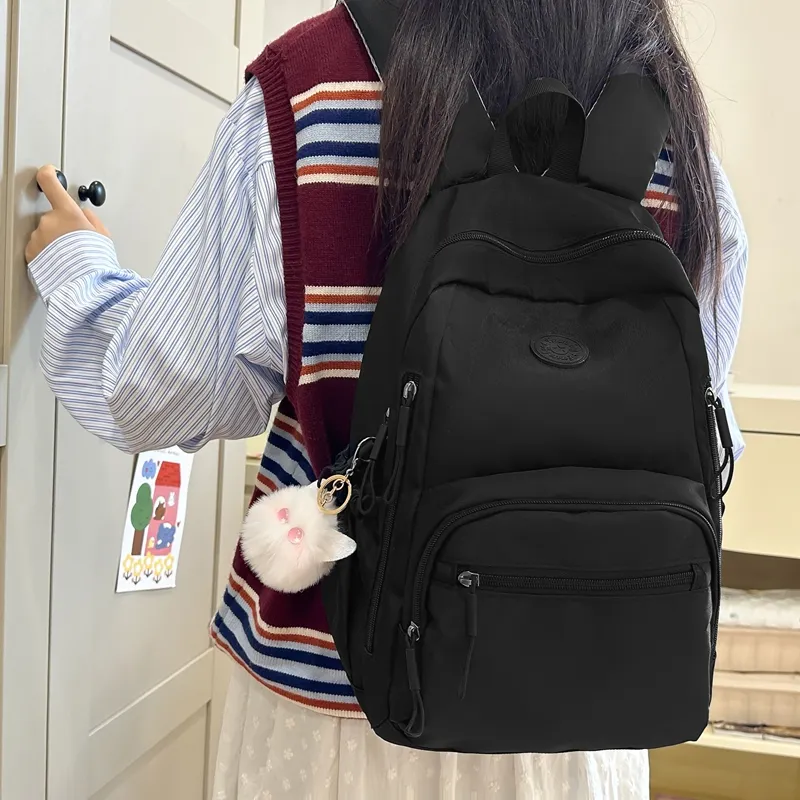 Deli Bear Nylon Backpack Regular Unisex Black \ Green \ Pink \ Khaki-2