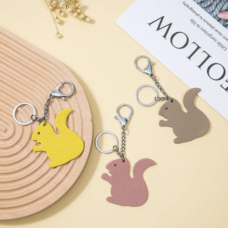 Tong Tong Rabbit Top Grain Cow Leather Keychains Unisex-4