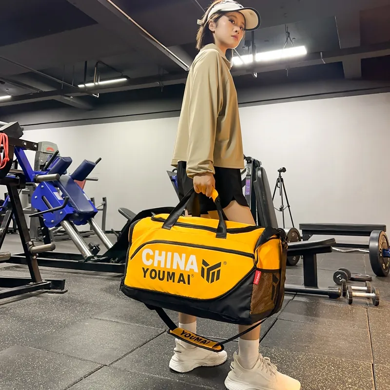 Deli Bear Nylon Gym Bag Large Size Unisex Black/Pink/Khaki/Rose Red/Yellow/Army Green-26