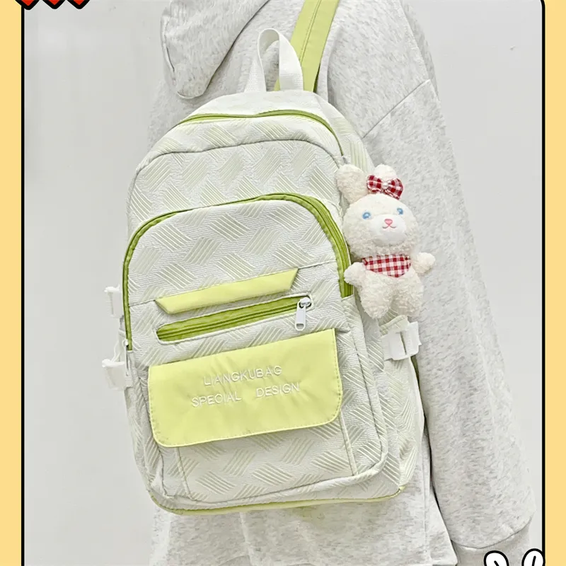 Deli Bear Nylon Backpack Regular Women's Versatile Gray \ Dreamy Purple \ Fresh Green \ Sky Blue-5