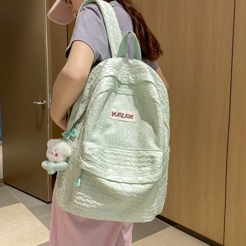 OUZIHUANG Nylon Backpack Large Size Unisex Black/White/Yellow/Green/Pink/Blue-12