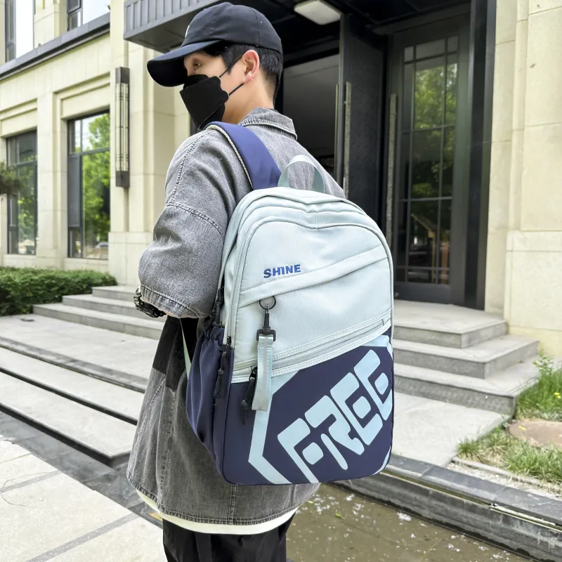 Deli Bear Nylon Backpack Regular Unisex Khaki/Gray/Green/Black/Blue/Light Gray-12