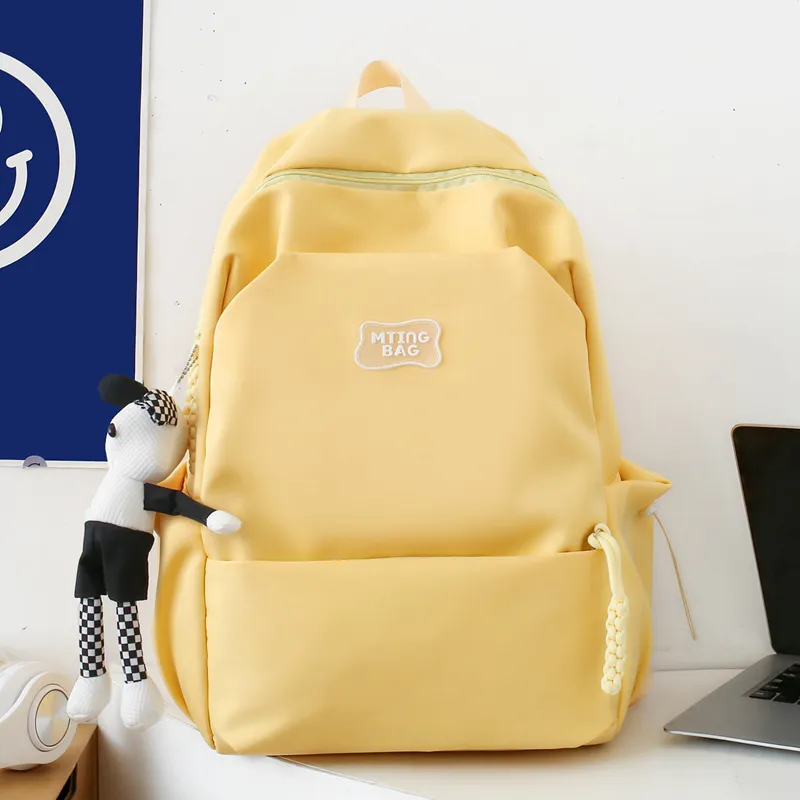 Deli Bear Nylon Backpack Regular Unisex White/Pink Blue/Black Yellow Green-12