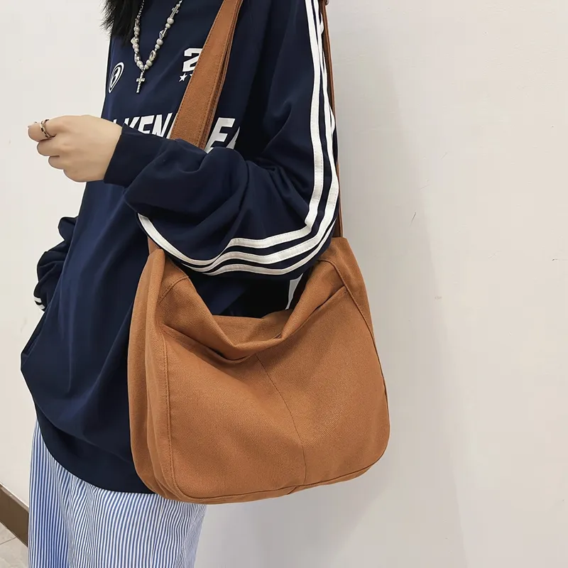 Deli Bear Canvas Shoulder Bag Tote Bag Shopping Bag Regular Unisex Black/White/Green/Brown-17