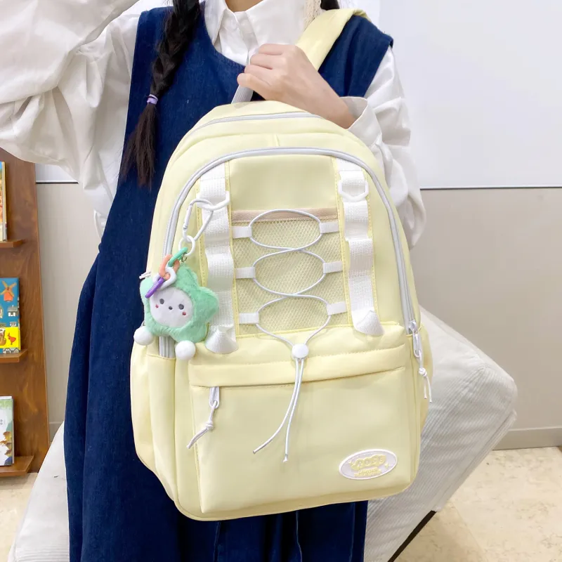 OUZIHUANG Nylon Backpack Combo Set Women's Green/Pink/Yellow/Blue/Black/Purple-8