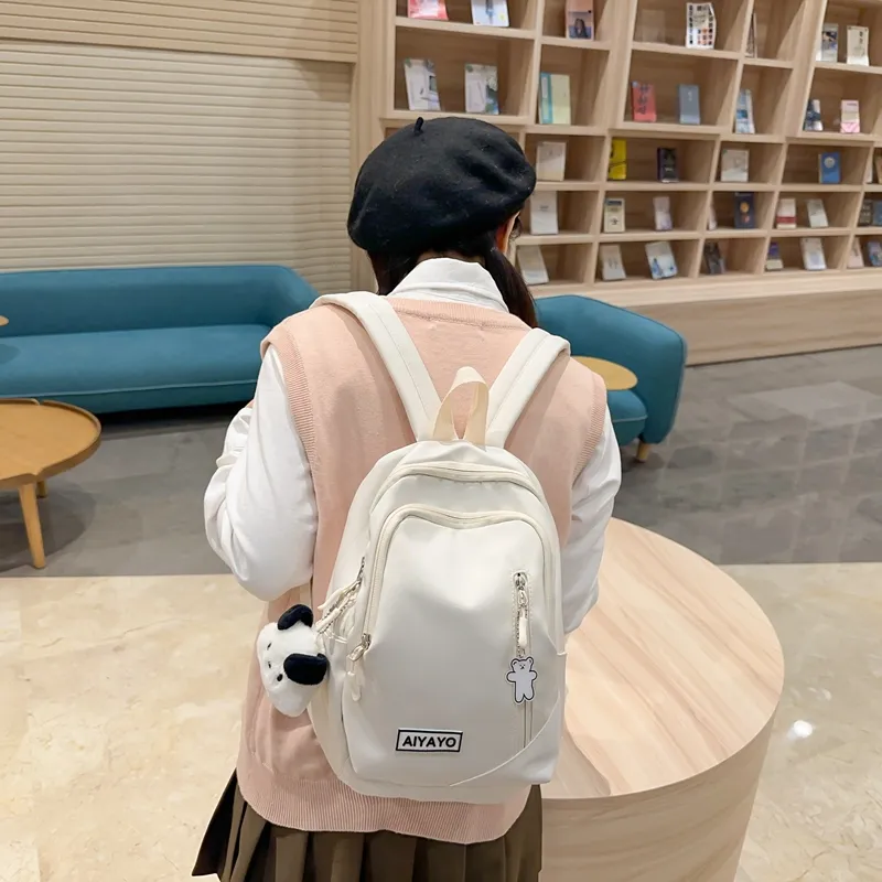 OUZIHUANG Nylon Fabric Backpack Regular Women's Black/White/Red/Purple/Pink-1