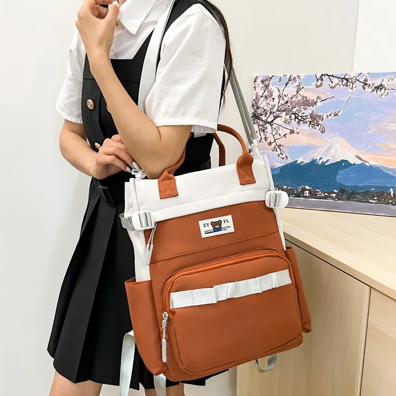 Deli Bear Canvas Canvas Bag Backpack Regular Unisex Green/Blue/Orange/Khaki/Black/Purple-14