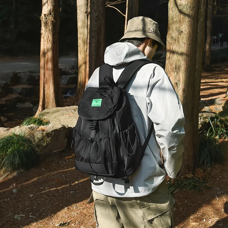 OUZIHUANG Nylon Backpack Large Size Unisex Multicolor-1
