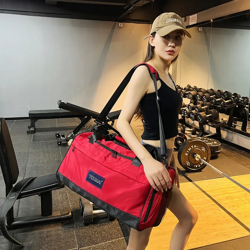 Deli Bear Nylon Gym Bag Unisex Black/Pink/Red/Khaki/Blue/Army Green/Gray-11