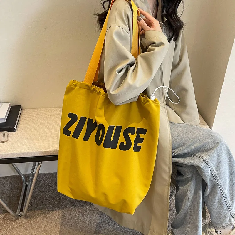 OUZIHUANG Canvas Bucket Bag Handbag Shoulder Bag Regular Women's Yellow/Ecru/Black/Khaki-1