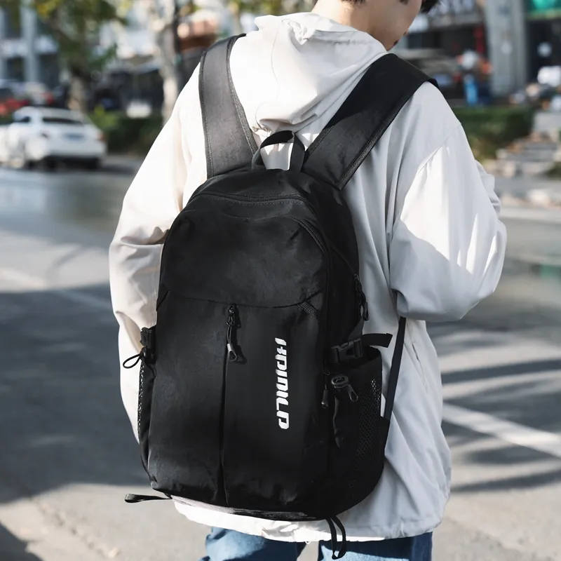 OUZIHUANG Nylon Backpack Regular Unisex Black/Ecru/Gray/Khaki-3