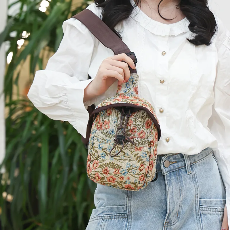 Deli Bear Nylon Shoulder Bag Crossbody Bag Sling Bag Women's Red\Blue-2