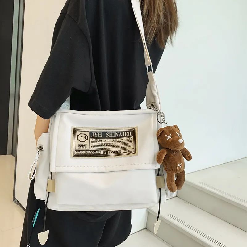 OUZIHUANG Nylon Shoulder Bag, Crossbody Bag Unisex Black/Blue/White/Red-19