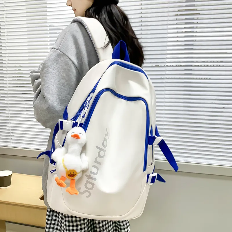 Deli Bear Nylon Backpack Regular Unisex Light Blue & Orange/Purple/Orange & Dark Blue/White/Gray/Black-15