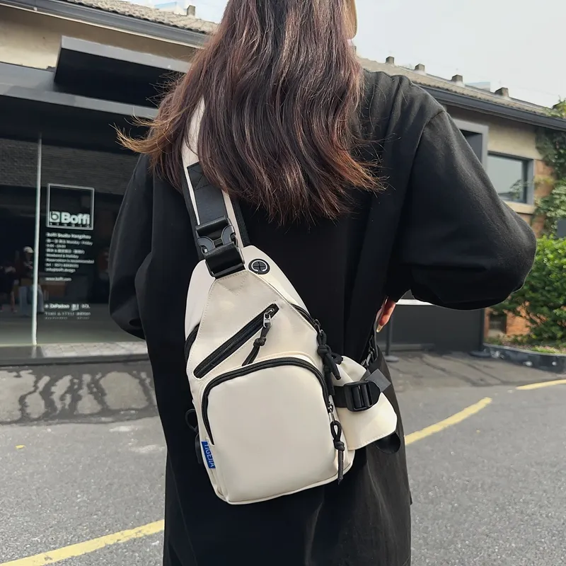 Deli Bear Nylon Crossbody Bags Sling Bags Regular Unisex Black/White/Khaki/Blue-1
