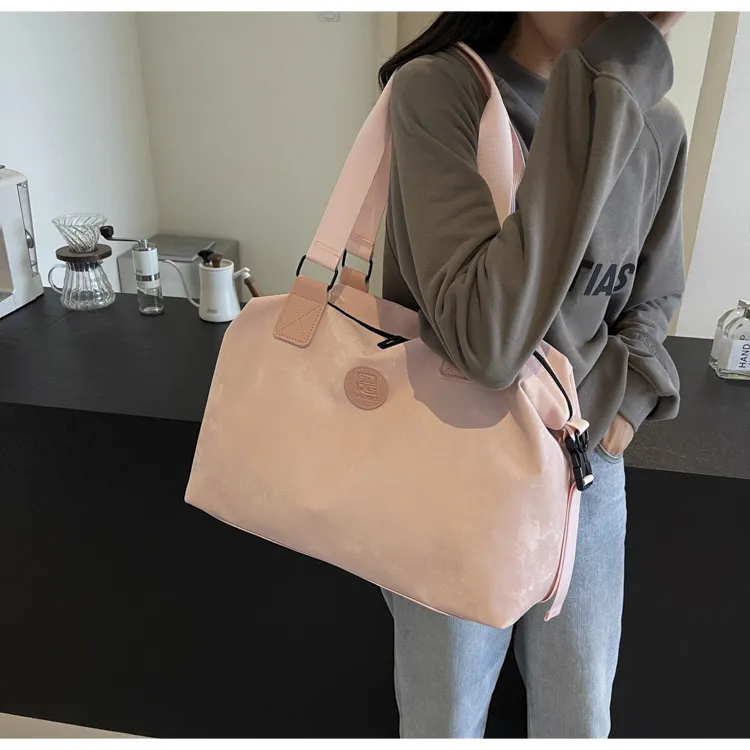 OUZIHUANG Pu Travel Bag Women's Khaki/Blue/Silver/Pink-19