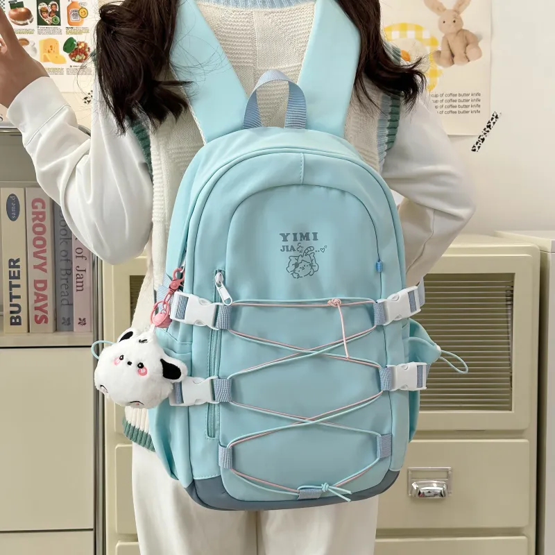Deli Bear Nylon Backpack Unisex Pink/Blue/Black/Purple/Ecru-7