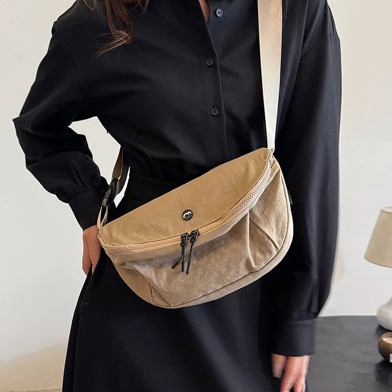 OUZIHUANG Nylon Fabric Shoulder Bag Crossbody Bag Unisex Black/Orange/Green/Khaki/Gray-27