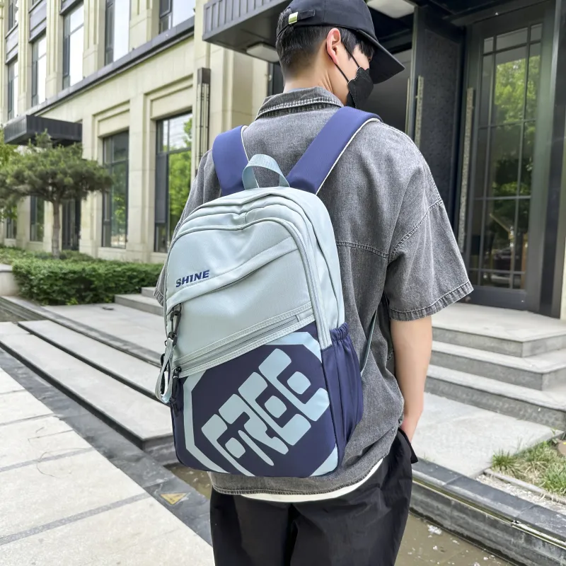 Deli Bear Nylon Backpack Regular Unisex Khaki/Gray/Green/Black/Blue/Light Gray-14