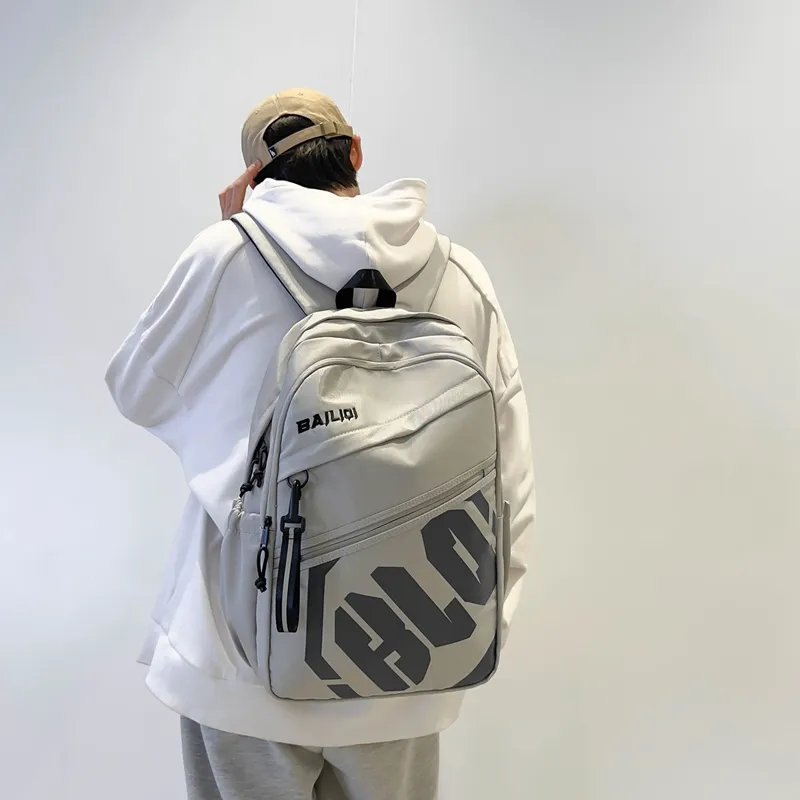 Deli Bear Nylon Backpack Regular Unisex Black/Dark Gray/Light Gray/Green/Khaki/Jasper-14