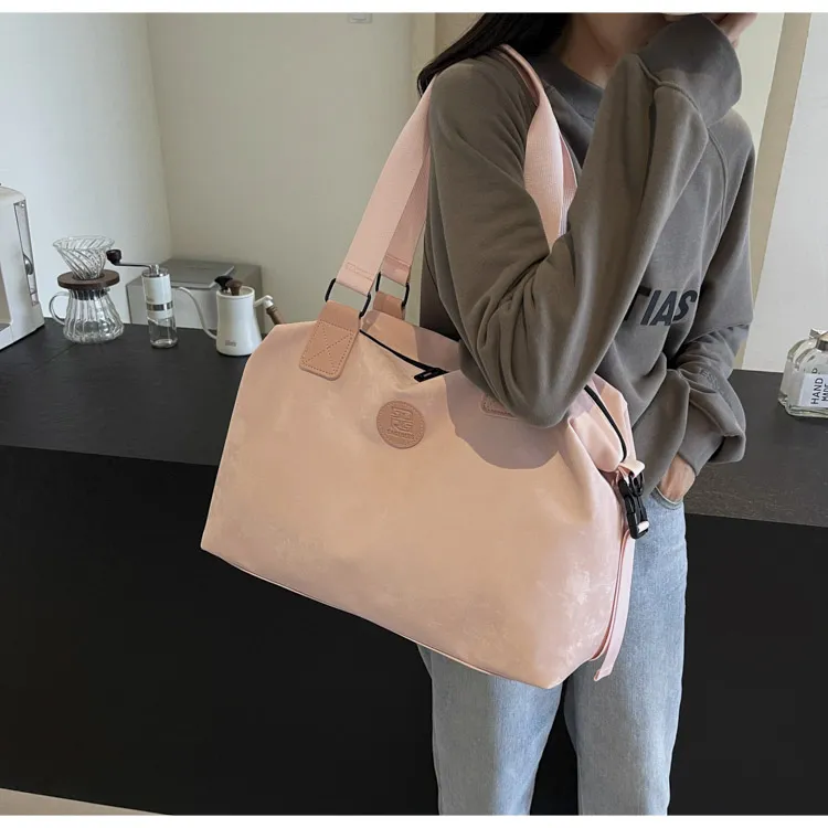 OUZIHUANG Pu Travel Bag Women's Khaki/Blue/Silver/Pink-18