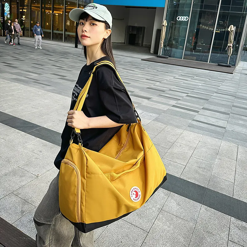 OUZIHUANG Nylon Travel Bag Unisex Black/Green/Gray/Yellow-14