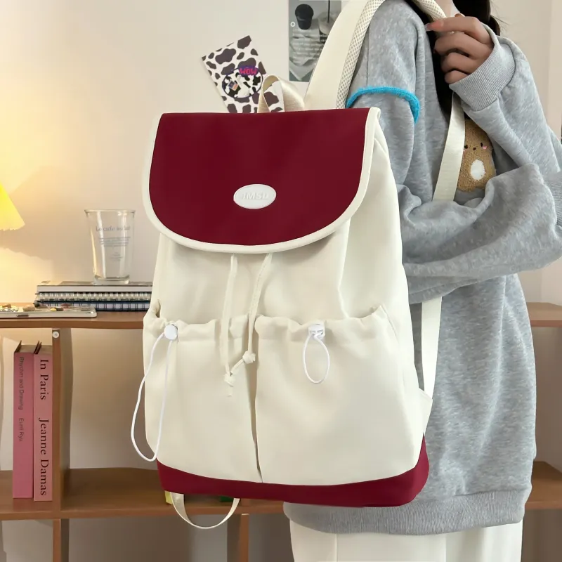 Deli Bear Nylon Backpack Women's Red/Blue/Black/Yellow/Green-3