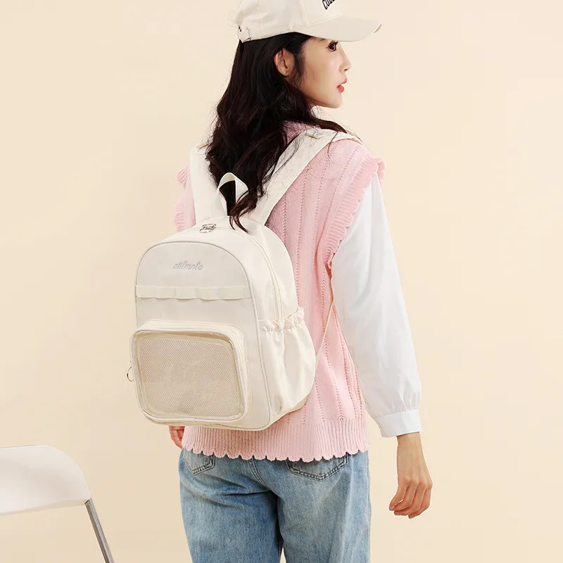 Deli Bear Fabric Backpack Women's Ecru/Gray/Light Purple/Sky Blue/Black-4