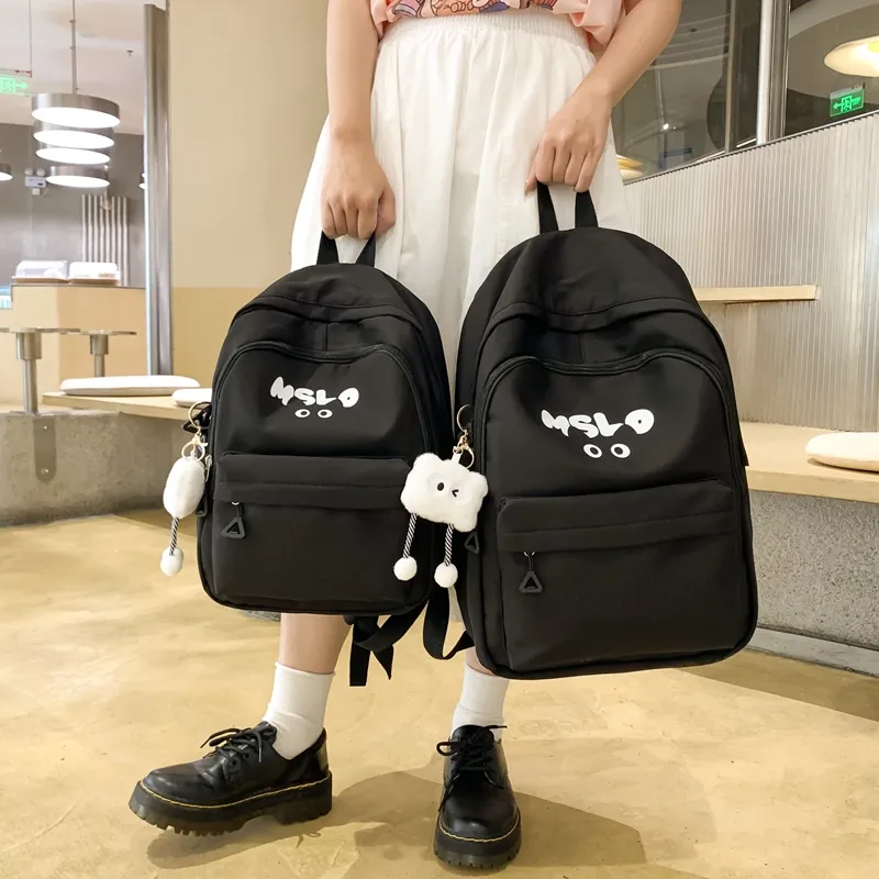 Deli Bear Nylon Backpack Regular Unisex Black/White/Blue/Yellow/Pink-19