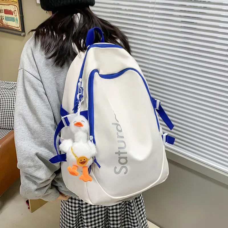 Deli Bear Nylon Backpack Regular Unisex Light Blue & Orange/Purple/Orange & Dark Blue/White/Gray/Black-14