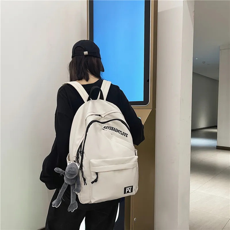 OUZIHUANG Nylon Backpack Unisex Black/Ecru/Red/Blue-8