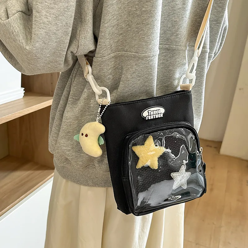 OUZIHUANG Nylon Crossbody Bag Regular Women's Black/White/Light Pink/Light Green/Light Yellow/Light Blue-4