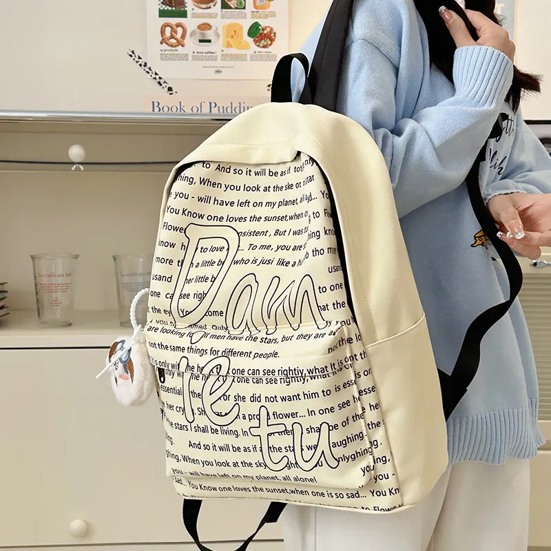 Deli Bear Nylon Backpack Regular Women's White/Blue/Khaki/Yellow/Green-15