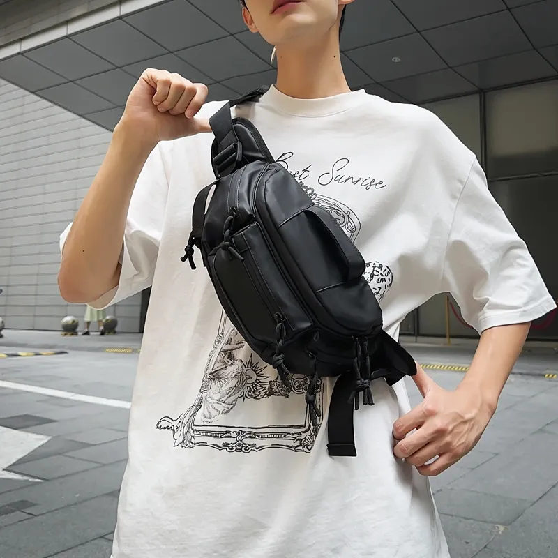 OUZIHUANG Nylon Fabric Handbag Shoulder Bag Crossbody Bag Fanny Pack Sling Bag Regular Unisex Black/Gray-9