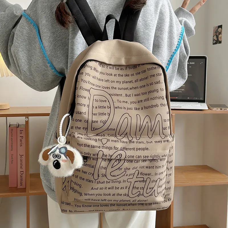 Deli Bear Nylon Backpack Regular Women's White/Blue/Khaki/Yellow/Green-10