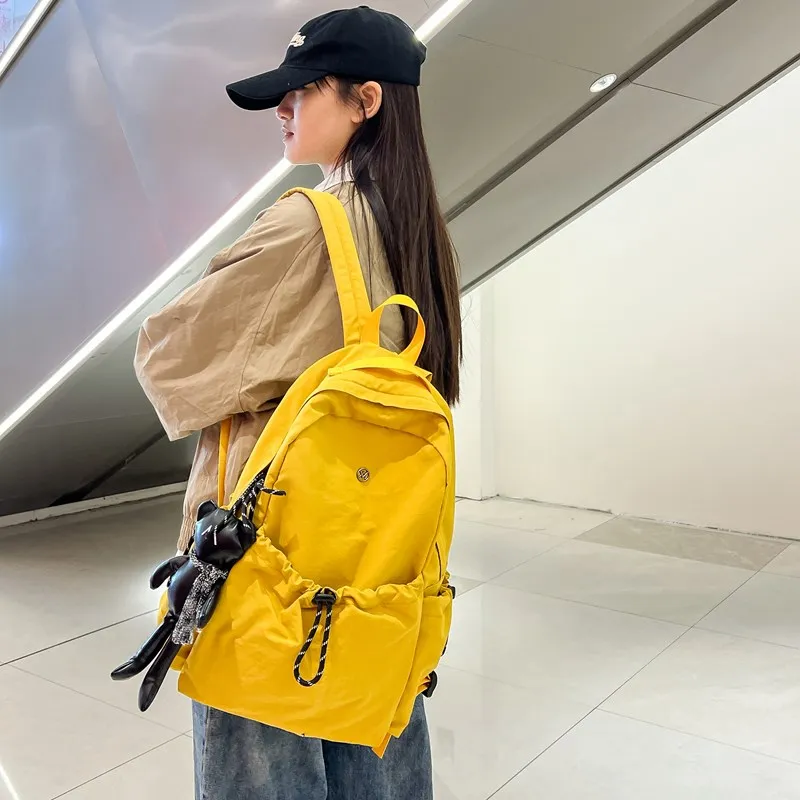 Deli Bear Nylon Backpack Large Size Unisex Black/Yellow/Gray/Orange/Ecru-9
