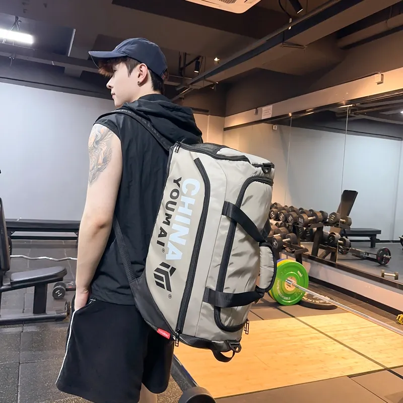 Deli Bear Nylon Gym Bag Large Size Unisex Black/Pink/Khaki/Rose Red/Yellow/Army Green-16