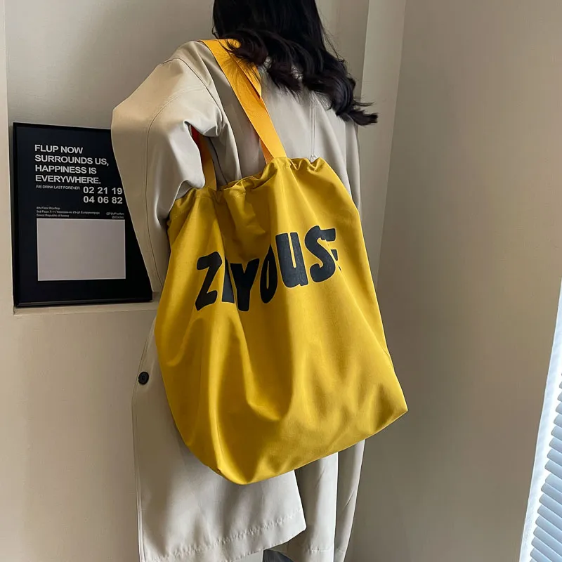 OUZIHUANG Canvas Bucket Bag Handbag Shoulder Bag Regular Women's Yellow/Ecru/Black/Khaki-6