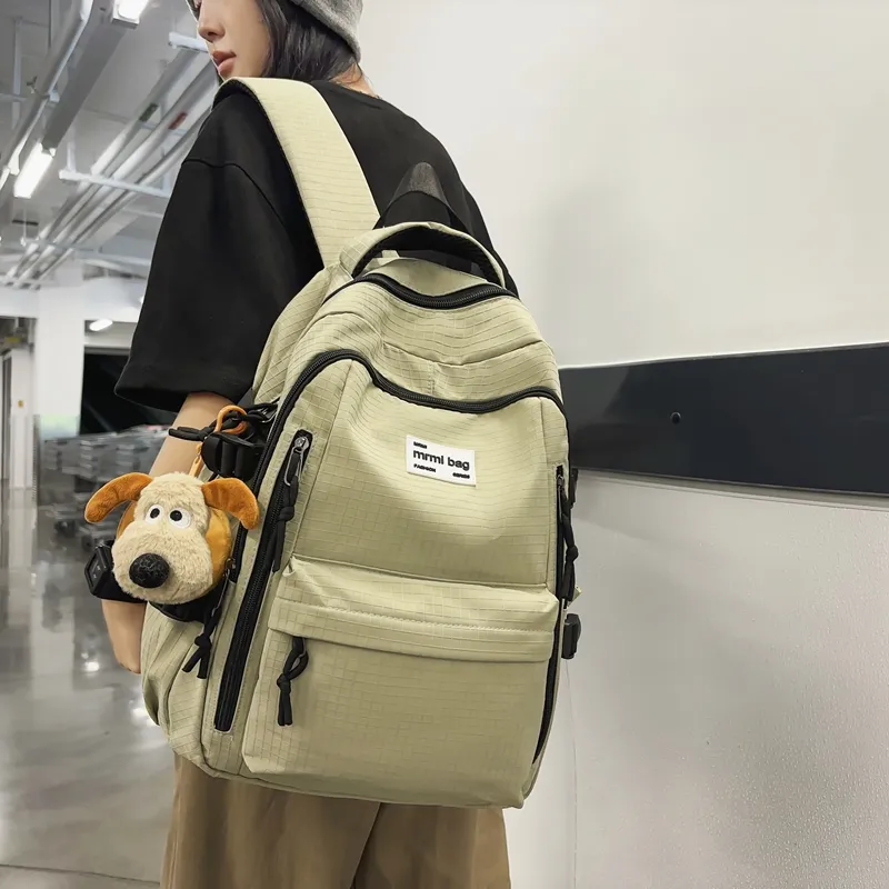 Deli Bear Nylon Backpack Regular Unisex Black/Green/Gray/Ginger Yellow/Red-11