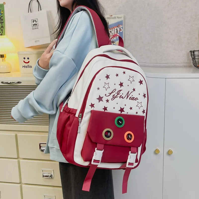 Tong Tong Rabbit Nylon Backpack Regular Women's Pink/Black/Blue/Khaki/Red-17