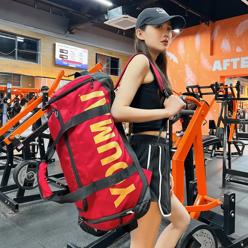 Deli Bear Nylon Gym Bag Unisex Black/Pink/Khaki/Red/Yellow-15